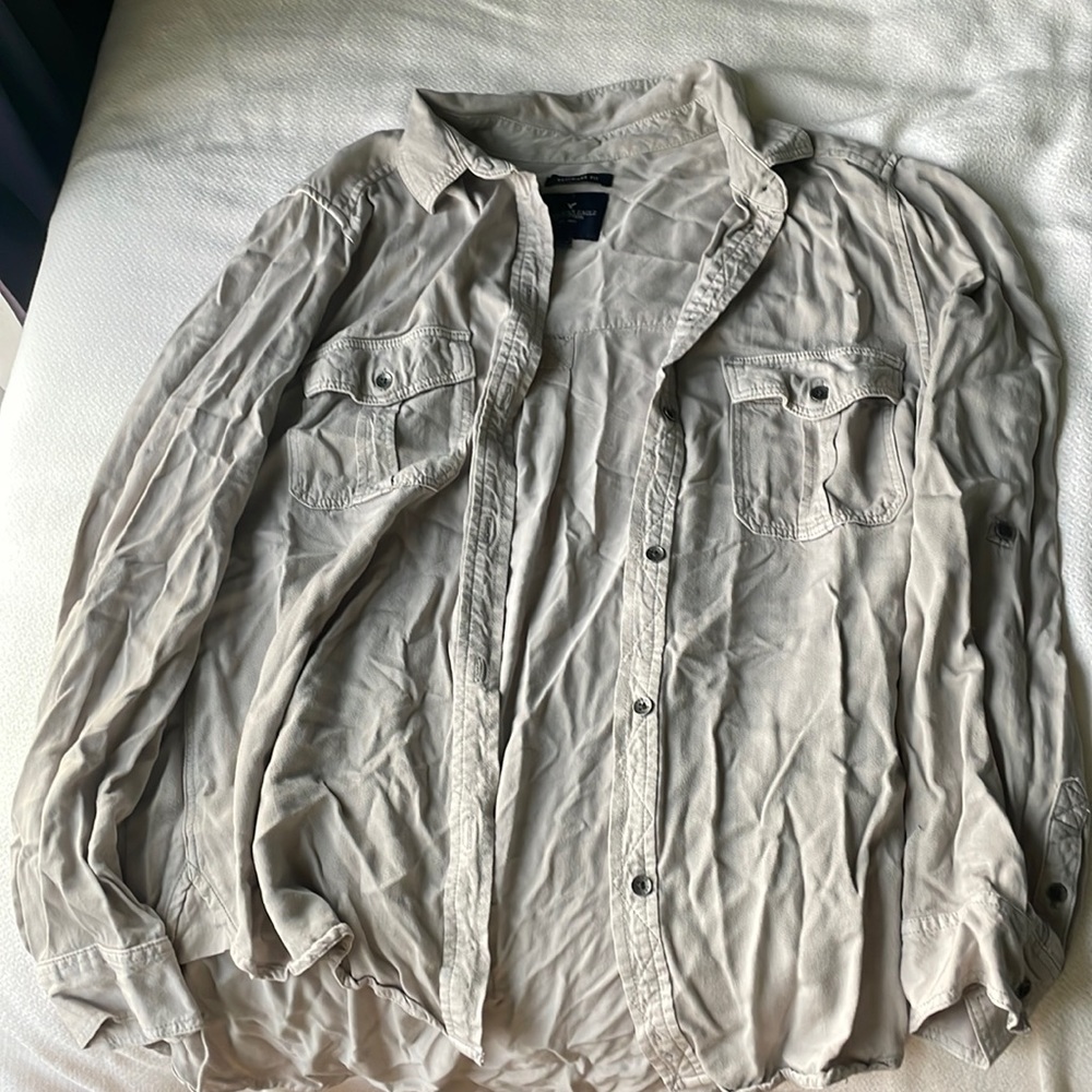 button up gray top
